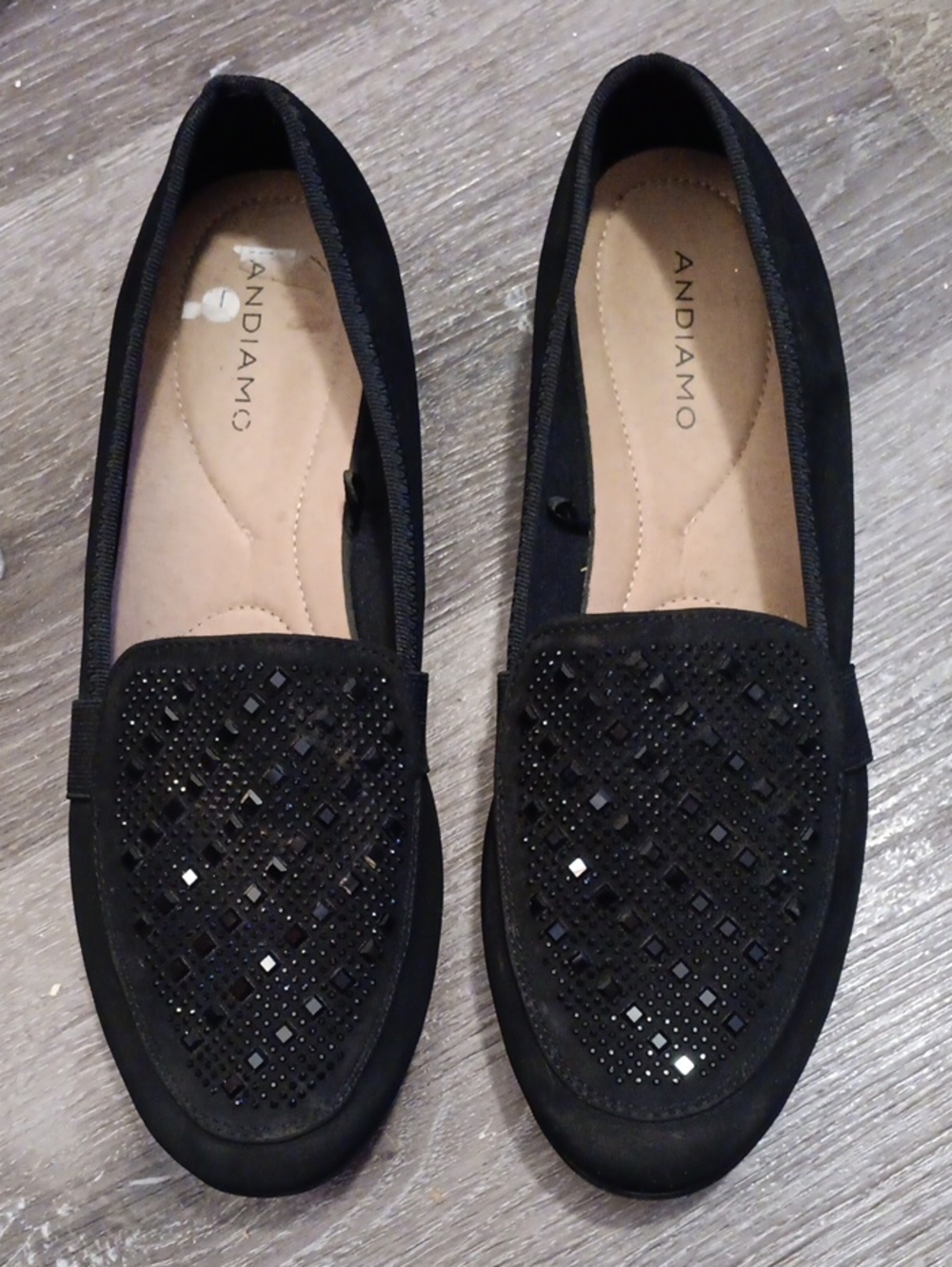 Andiamo Black Embellished Women's Loafers
